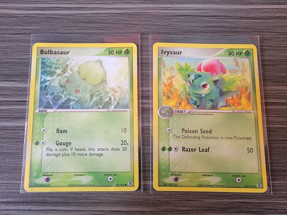 EX Fire Red Leaf Green BULBASAUR #55 & IVYSAUR 35/112 Pokemon Card - Lp/NM