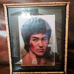 Handmade Picture Frame ( By Twistedwolfgraphix) With A Print  Of  Bruce Lee.