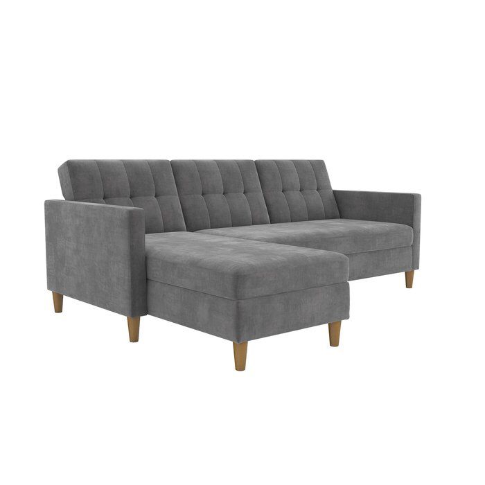 Gray reversible sectional couch with storage compartment