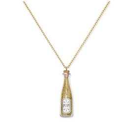 Celebrate Shop Champagne Bottle Pendant Necklace Gold Tone NWT