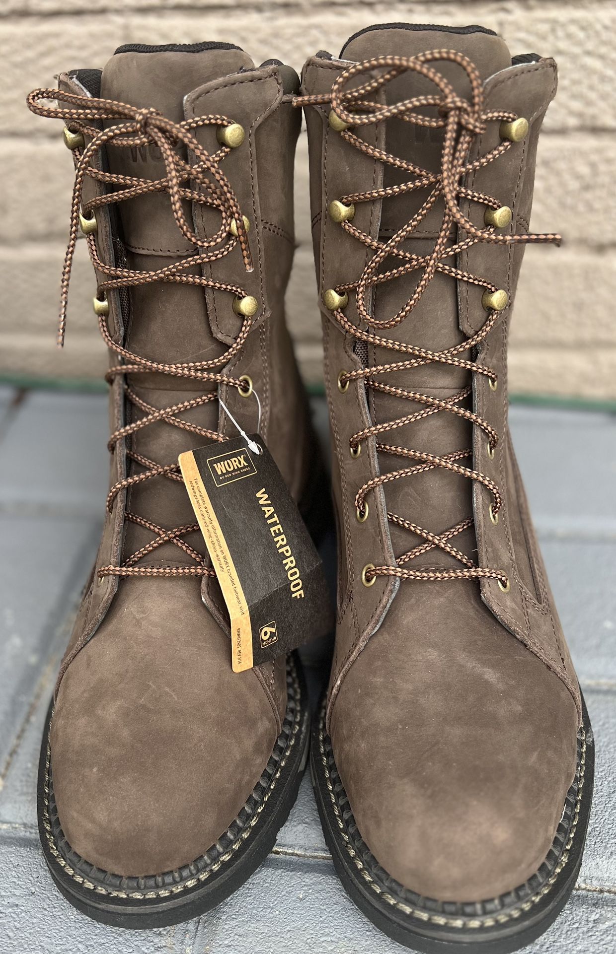 Red Wing WORX 8” waterproof insulated steel toe boots size 10 M