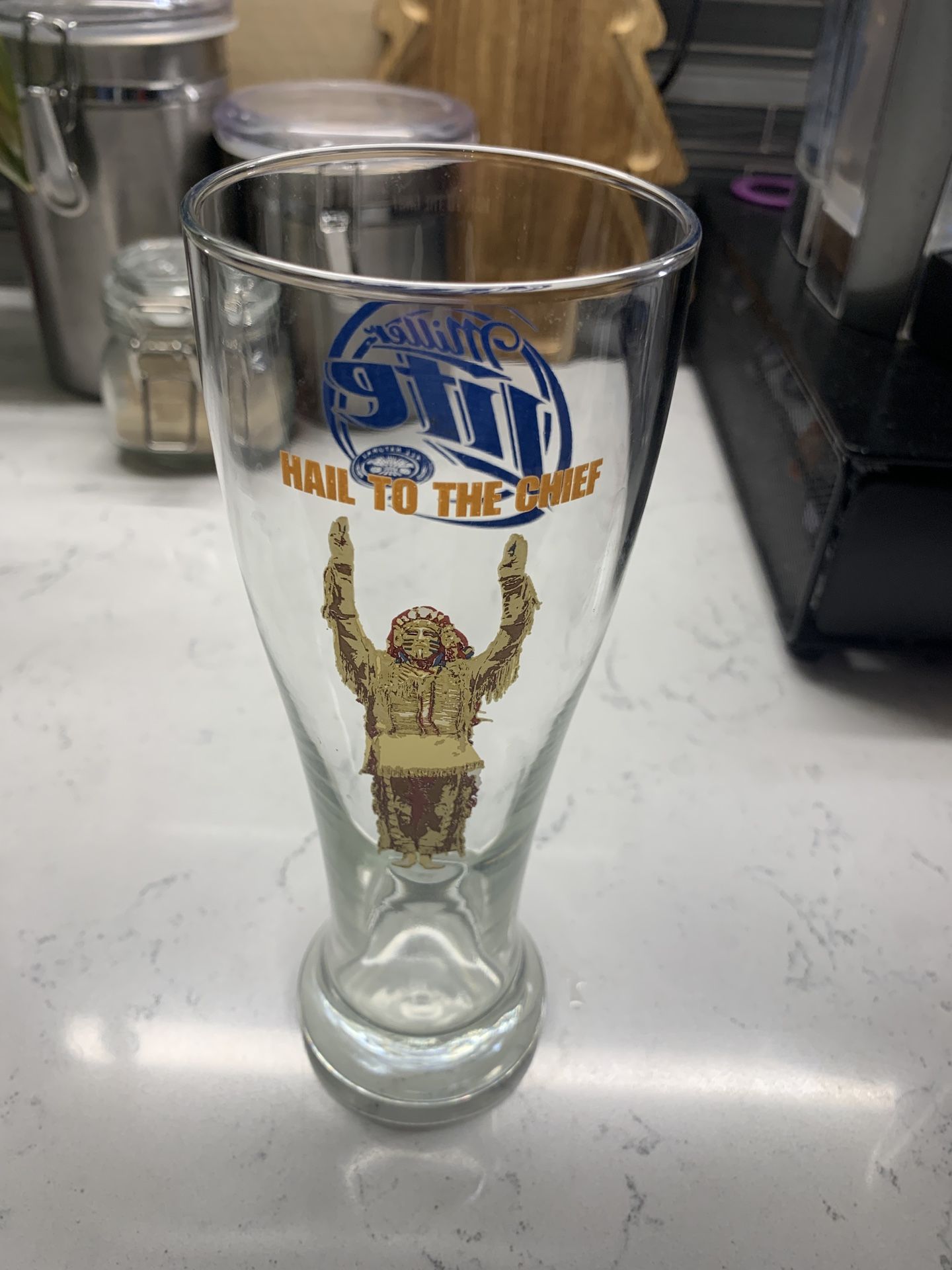 Vintage Chief Illiniwek Miller Lite Beer Glass