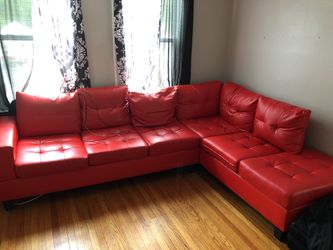 Red leather couches