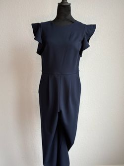 Navy Blue Ruffle Sleeve Jumpsuit