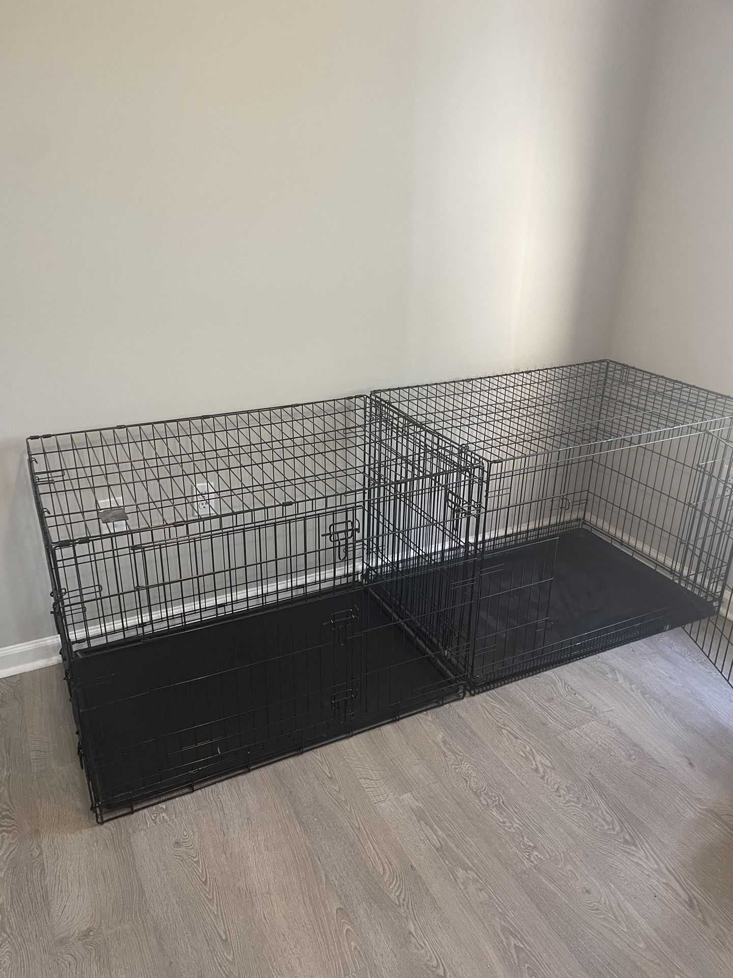 2 42in Wire Double Door Dog Crates