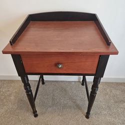 Vintage Two-Tone Wood Side Table / Nightstand with Drawer