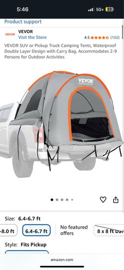 BRAND NEW IN BOX VEVOR Truck Bed Tent 6.4-6.7’