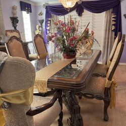 Dining Table Set With 8 Chairs, Buffet, Leaf, Table Pads 