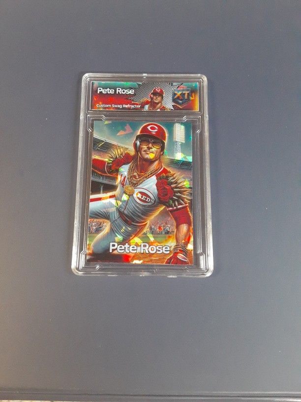 Pete Rose Slab Cracked Ice REFRACTOR Original Art Novelty Card