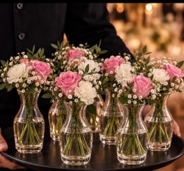 18 Clear Vases Set for Rustic Wedding Decorations, Home Table Flower Decor, Shelf Decor Mini Vases