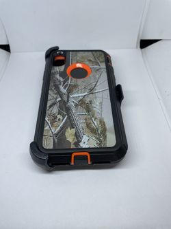 For Iphone XR Orange Camouflage Case With Belt Clíp Holster 