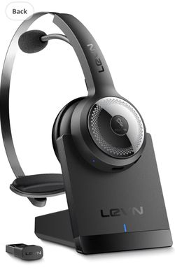 Wireless Headset with Mic for Work, AI Noise Cancelling Bluetooth Headset Wireless Headset with Mute Button & USB Dongle, Charging Base, 50h Playtime,