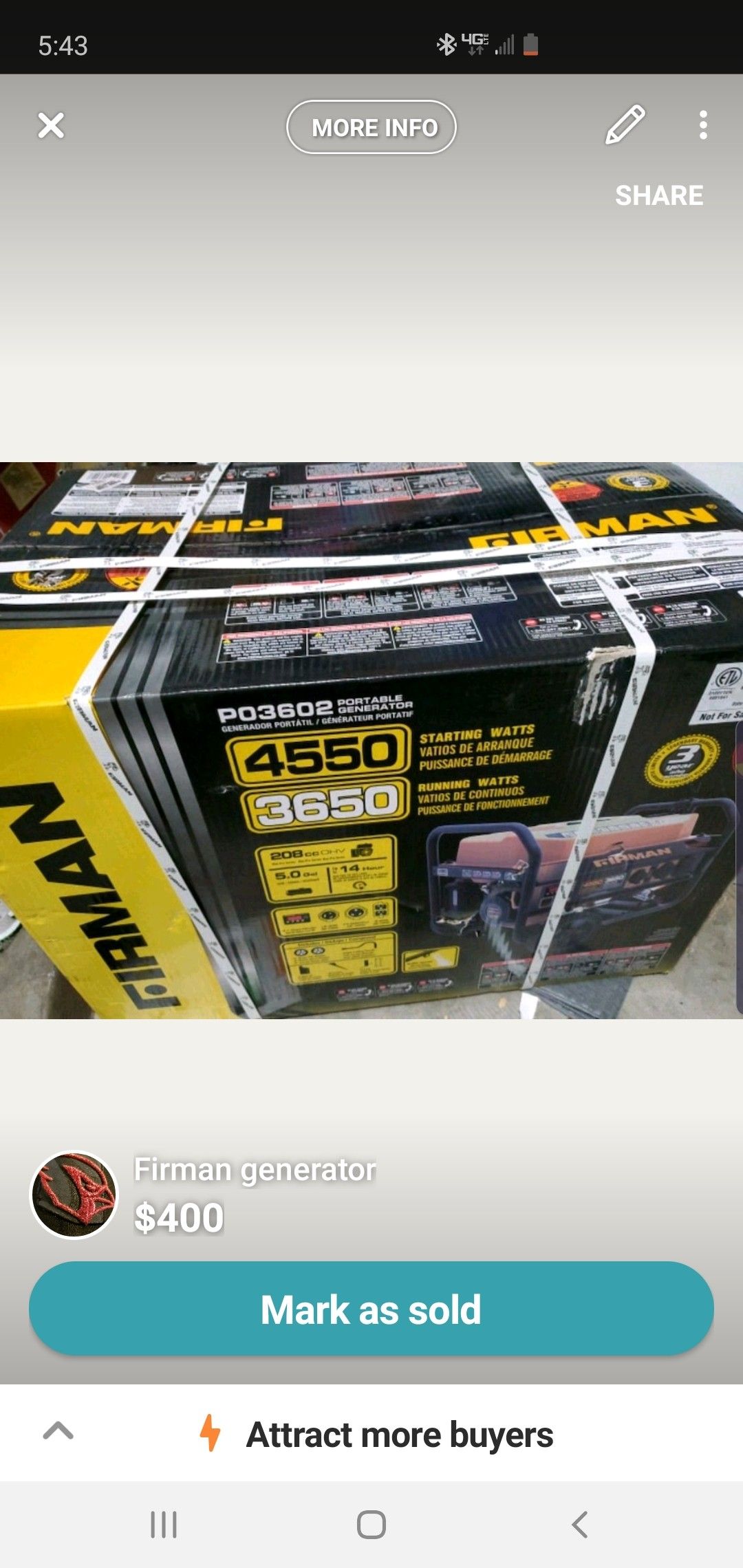 Firman generator brand new