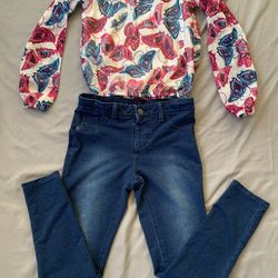 Girls Size 10 Fashion Blouse & Jeggings
