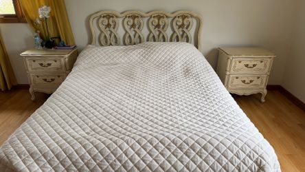Queen size Bed with Mattress+2 Nightstands–$650,Clothing Armoire–$250,Dresser with Mirror– $300