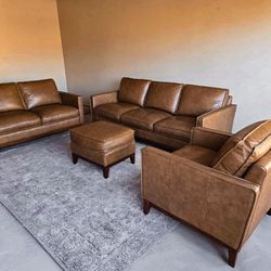 Leather Sofa, Loveseat, Chair, & Ottoman