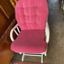 $50 Rocking/stand Still Chair White With Pink Cushion