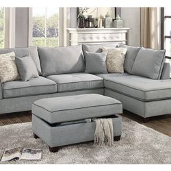 Gray Sectional Sofa With Ottoman (Free Delivery)