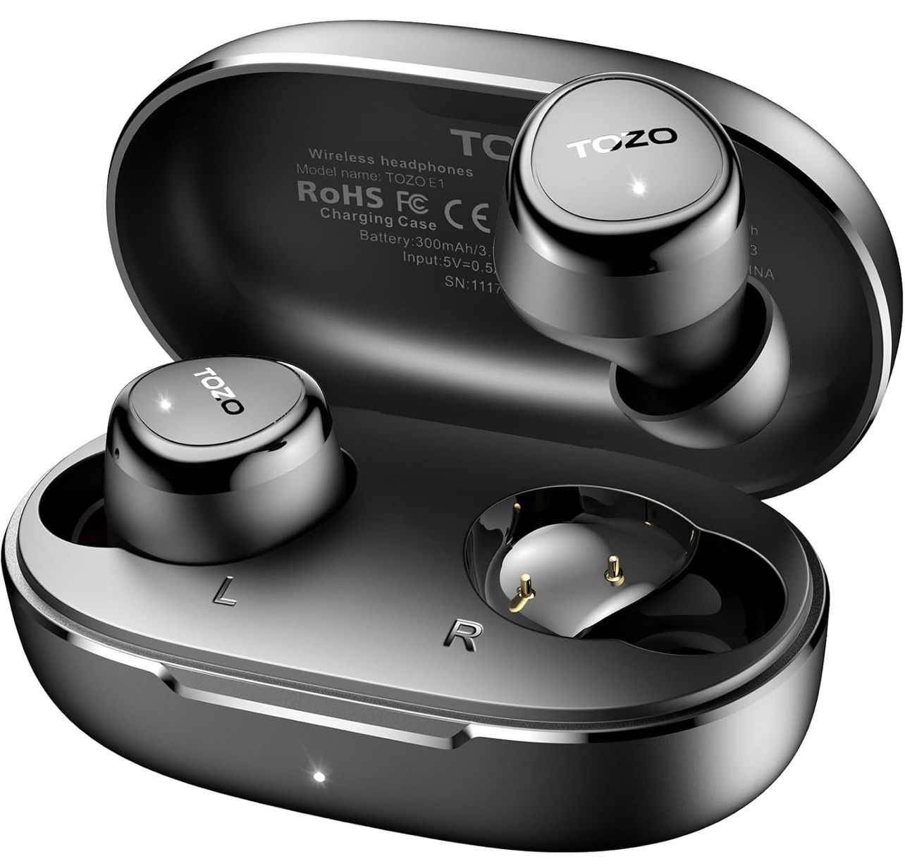 TOZO E1 Wireless Earbuds Build in Mic Clear Calls Ergonomic Light Weight Bluetooth 5.3 in Ear Headphones IPX6 Waterproof Premium Stereo Sound Ear Buds