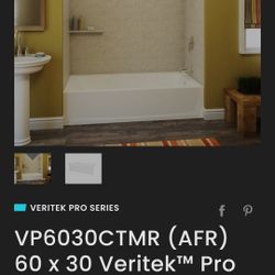 VP6030CTMR (AFR) 60 x 30 Veritek™ Pro Bathtub with Right Hand And Left Hand Drain in White Tinas  Bañeras