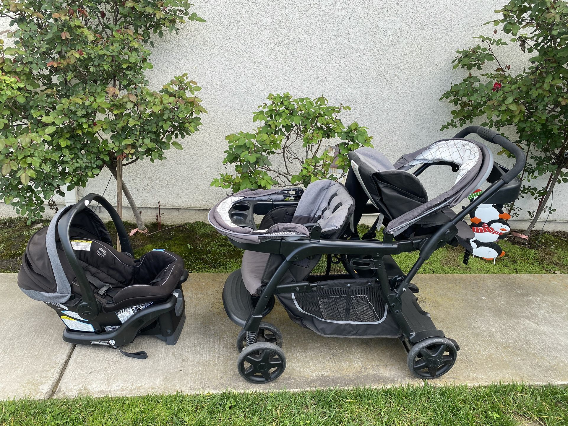 Graco Double Stroller With Baby Car seat
