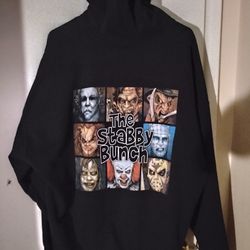 The Stabby Bunch Horror Hoodie Size 2x, Michael Myers, Leatherface, Freddy Krueger, Chucky, Pinhead, Exorcist Girl, IT The Clown, Jason 