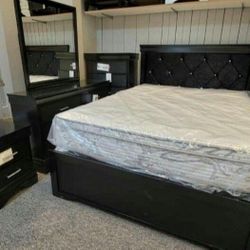 Amalia Black 4 Pieces Bedroom Set Financing Available 