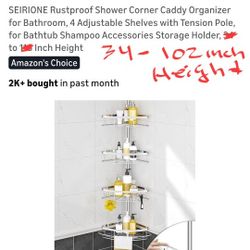 34-102" Height Shower Corner Caddy Organizer 