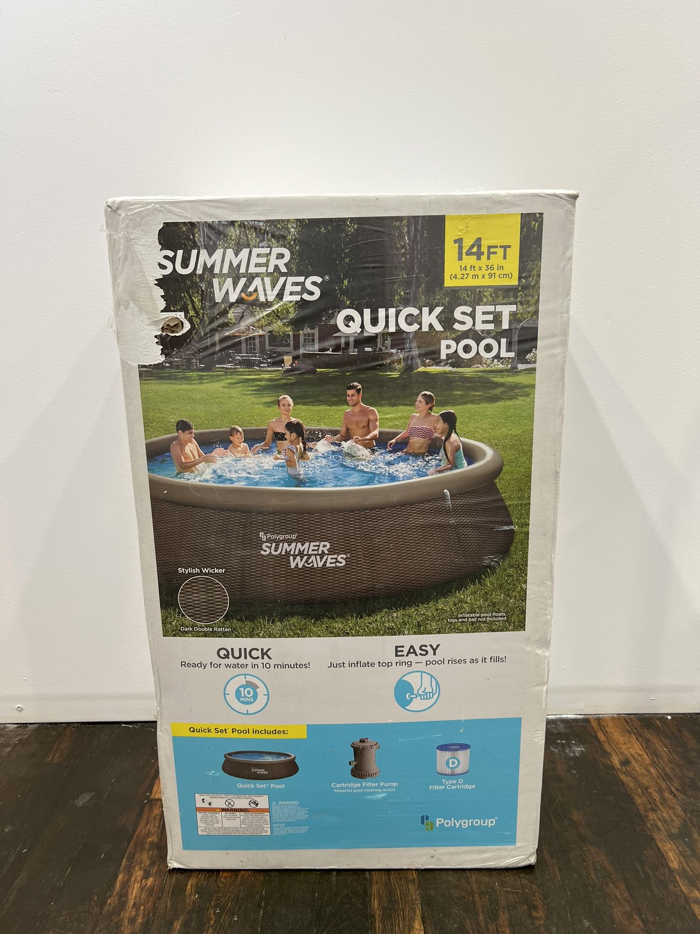Summer Waves Quick Set Swimming Pool 14 x 36 Wicker Print Brand New