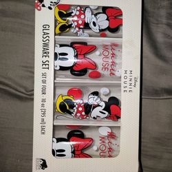 MINNIE MOUSE GLASS CUPS SET OF 4