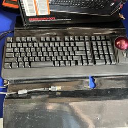 Perixx Periboard-322 Wired Mechanical Trackball Keyboard with 2 Hubs, 2.17 Inch Large Trackball, RGB Backlit Design, US English Layout (PB-322BUS-1157
