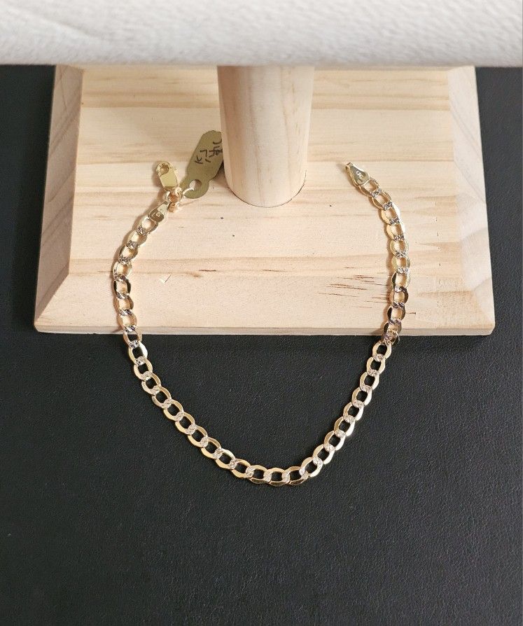 14k Gold Two Tone Bracelet 8 Inch