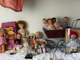 Vintage Doll Collection with Carriage and Boxes