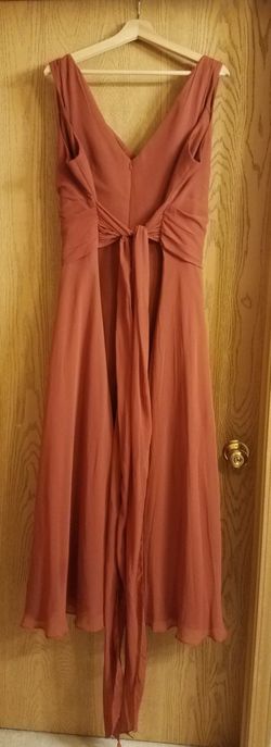 Long Chiffon Surplice Tank Bridesmaid Dress - Size 24 in Cinnamon Thumbnail