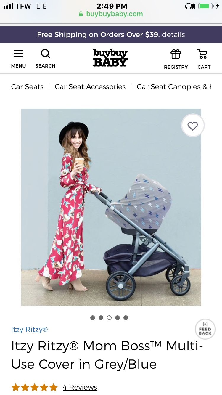 $15 Baby Itzy Ritzy Black and Grey Multi Use Cover