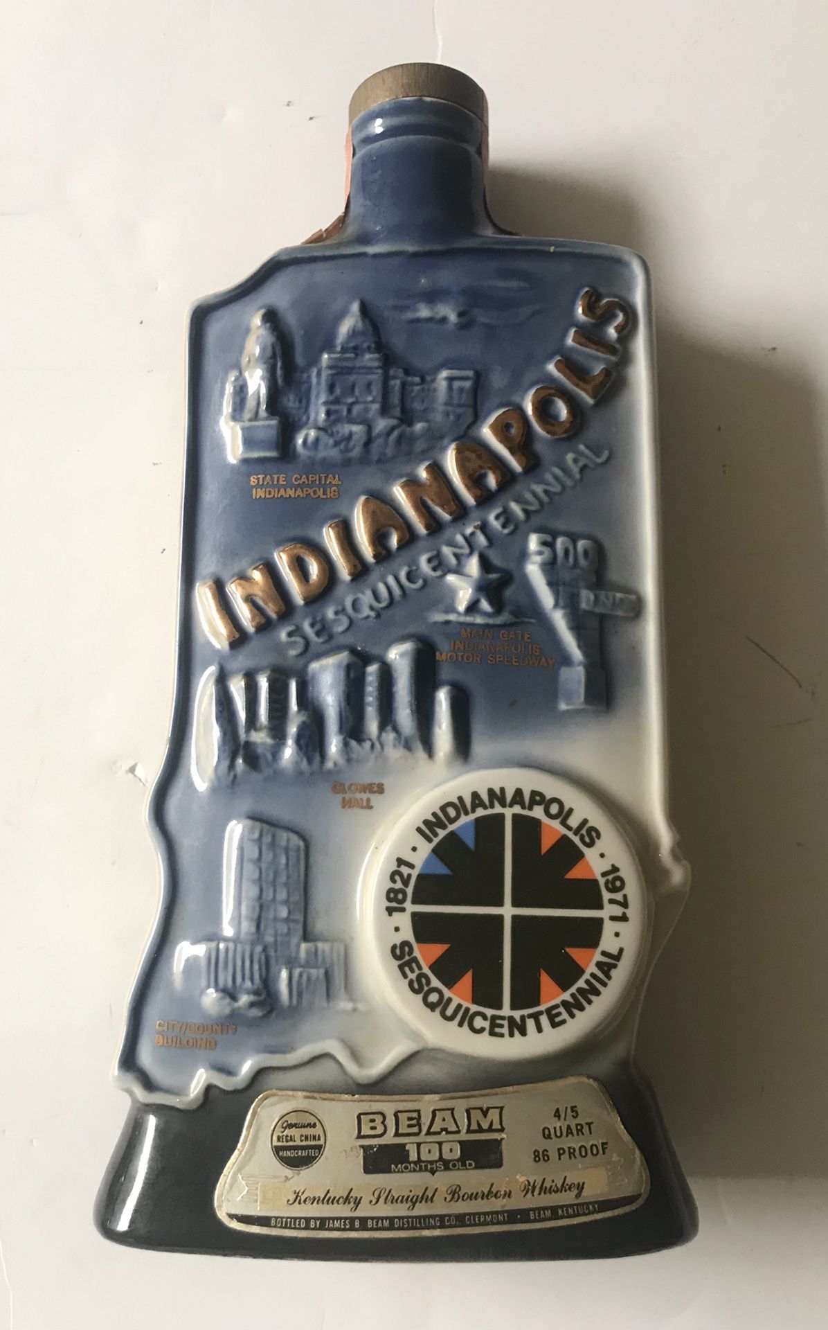 Vintage 1971 Jim Beam Whiskey Decanter -Indianapolis Sesquicentennial 1(contact info removed)