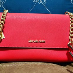 Michael Kors Saffiano Leather 3-in-1 Crossbody Purse Coral Reef Stunning