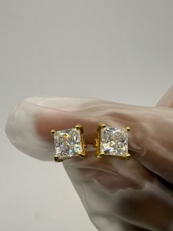 VVS1 Moissanite Earrings Princess Cut 1 Carat S925 silver 14k plated