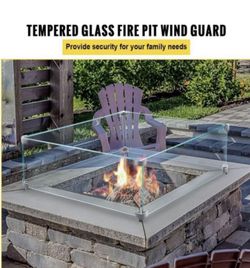 Fire Pit Wind Guard, 19” x 19”  6” Glass Flame Guard. $50.00 FIRM!!
