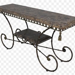 French Style Marble Top Metal Base Pastry Console Table 