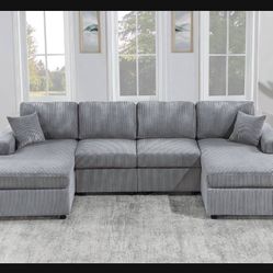 Brand New Comfy Corduroy Lined Sectional Set