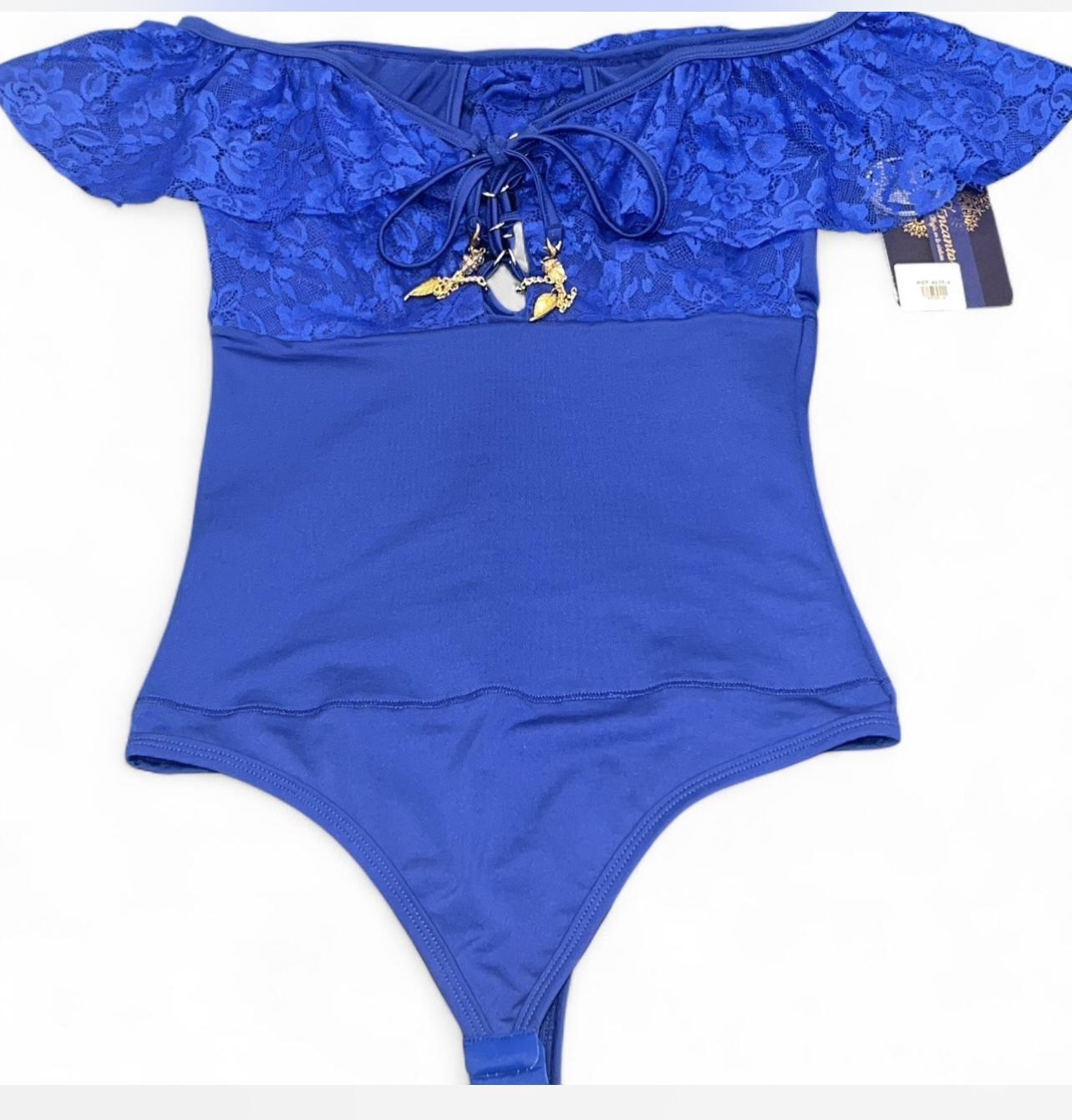 D’Encanto, Blue Off The Shoulder Bodysuit; One-size XS/S