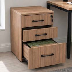 New In Box Rolling 3 Drawers File Cabinet Shelf With Lock Large Drawer For Hanging Folders Oak Color 