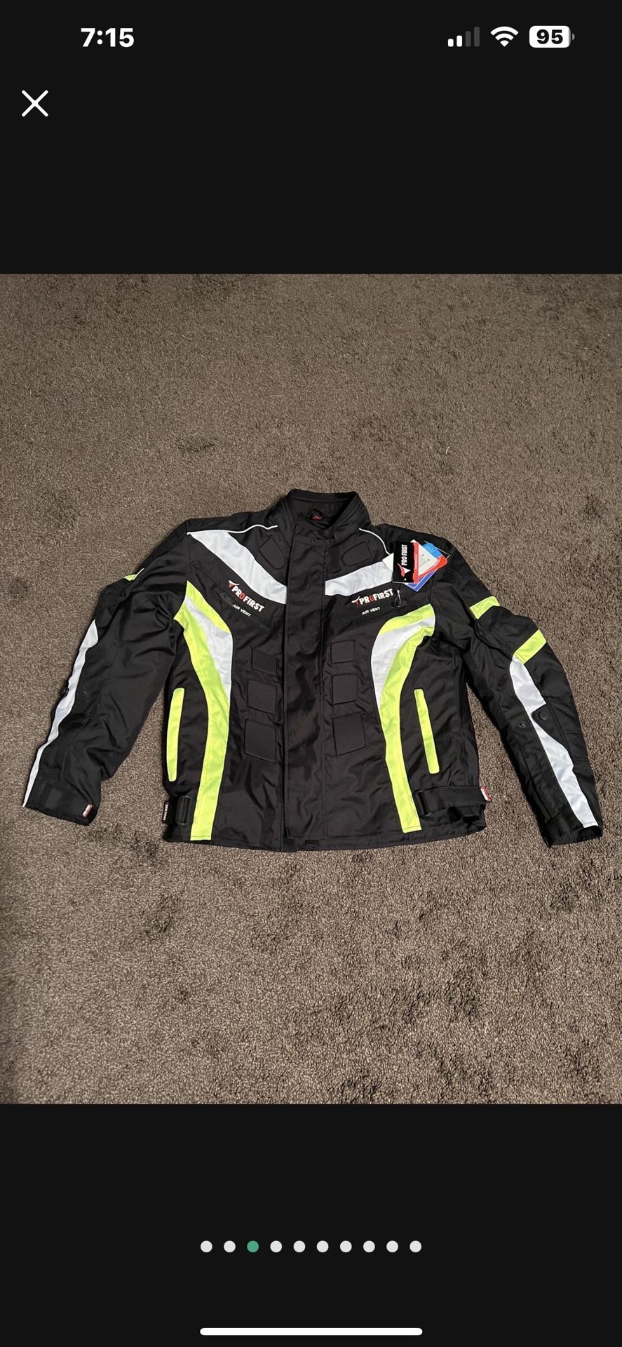 New Men’s Green Motorcycle Armored Cordura High Visibility Bike Jacket XL (Extra Large)