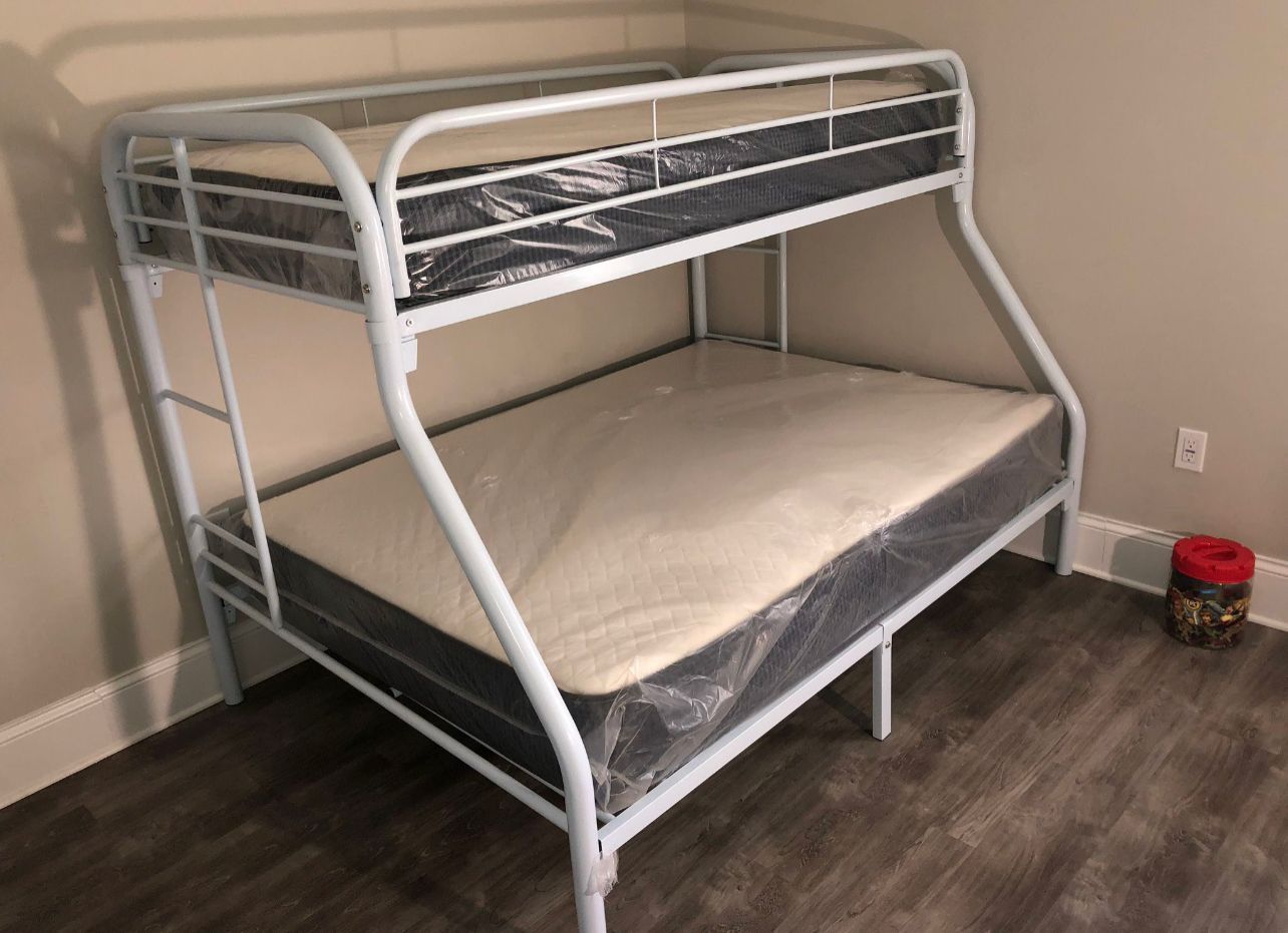 Twin over full bunk beds frame and free delivery in box with the mattress and