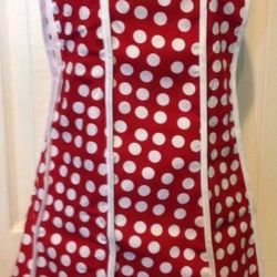 American Hostess Full Apron, Red With White Polka Dots Design, Minnie Theme!