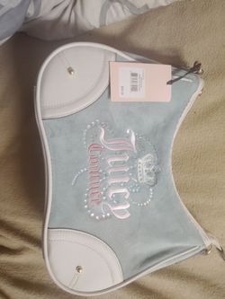 Juicy Couture Light Blue Velour Shoulder Bag