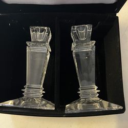 TWO CANDLE HOLDERS CRYSTAL By SHANNON