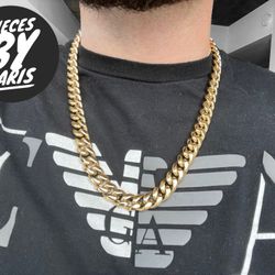 14k Miami Cuban link chain - solid gold plated $99 amazing quality 22 Inches And 12 mm