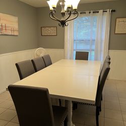 White Dining Table and China Hutch